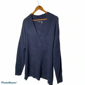 RDI Women's Deep V-Neck Navy Tunic Sweater Size L